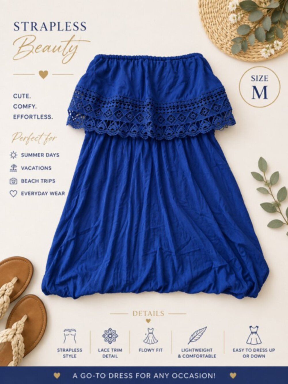 💙 Xhilaration Royal Blue Strapless Dress — Size M